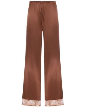 THE NINA STUDIO Hose Mit Spitzenbesatz - Braun