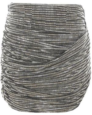 Self-Portrait Rhinestone Draped Mini Skirt - Black
