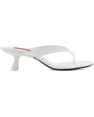 Simon Miller 57Mm Beep Thong Leather Heeled Sandals - White