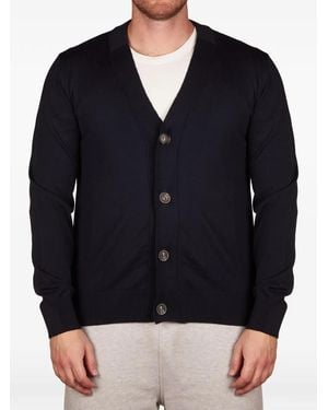 Alpha Studio Fine-Knit Button-Up Cardigan - Blue