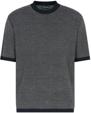 Emporio Armani Short-Sleeve Patterned Pullover - Grey