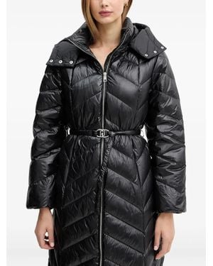 Liu Jo Belted Hooded Coat - Black