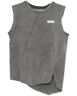 Song For The Mute Asymmetric Acid-Wash Tank Top - Grey