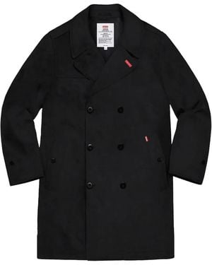 Supreme Double-Breasted Trench Coat - Black