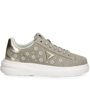 Guess Elbina Faux-Pearl Embellished Sneakers - White