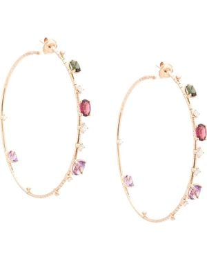 Mattia Cielo 18Kt Rose Mixed Gemstone Hoops - White