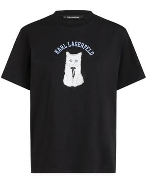 KARL LAGERFELD Ikon Choupette Sketch T-Shirt - Black