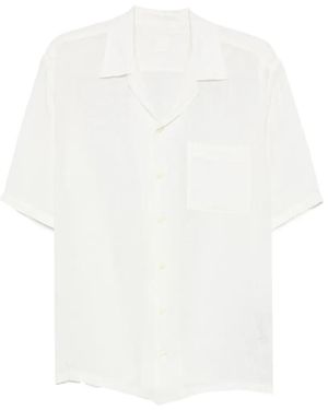 120% Lino Chemise À Col Cubain - White