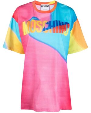 Moschino Logo-Print Oversized T-Shirt - Pink