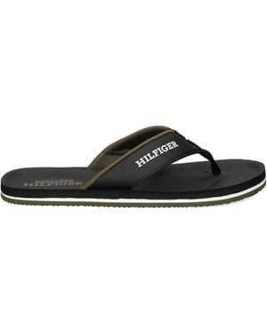 Tommy Hilfiger Logo-Strap Flip Flops - Black