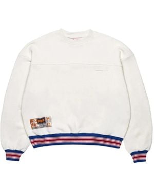 PDF Striped-Detail Sweatshirt - White