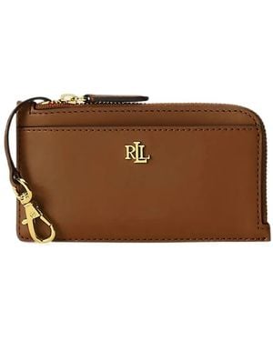 Ralph Lauren Logo-Plaque Leather Wallet - Brown