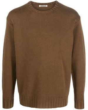 AURALEE Crew-Neck Wool Jumper - Brown