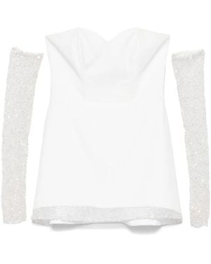Vestiaire d'un Oiseau Libre Robe Ornée À Épaules Dénudées - Blanc