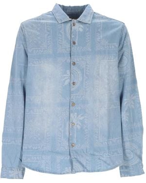 TOOCO Patterned Buttoned Shirt - Blue