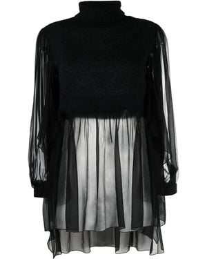 Alberta Ferretti Roll Neck Panelled Sweater - Black