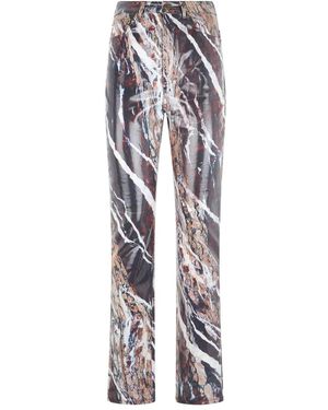 Roberto Cavalli Marble-Print Skinny Trousers - Blue