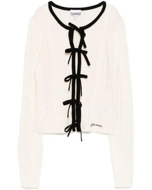 Ganni Cardigan Mit Schnürung - Natur