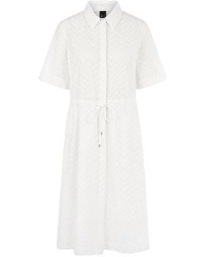 Marc Cain Kordelzug-Midikleid Mit Zickzackmuster - Weiß