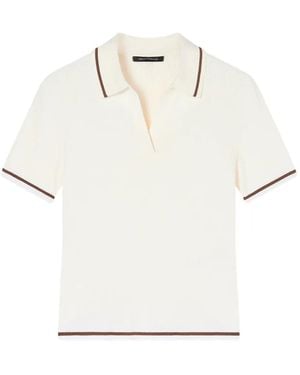 ARMANI EXCHANGE Ribbed-Knit Contrast-Tipping Top - White