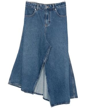 Victoria Beckham Asymmetric-Hem Front-Slit Skirt - Blue