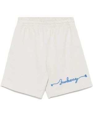 Burberry Logo-Embroidered Track Shorts - White
