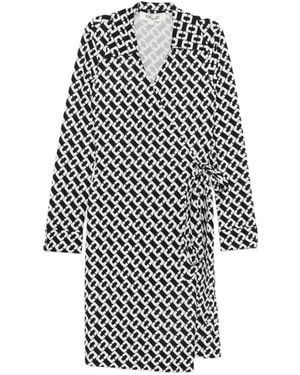 Diane von Furstenberg New Jeanne Chain-Link Wrap Dress - White