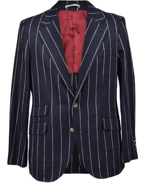Brunello Cucinelli Striped Linen-Blend Suit - Blue