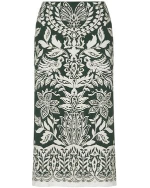 FARM Rio Floral High-Waisted Skirt - Green