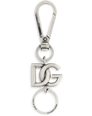 Dolce & Gabbana Logo-Plaque-Tone Keyring - White