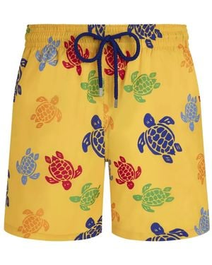 Vilebrequin Turtle-Print Swim Shorts - Yellow