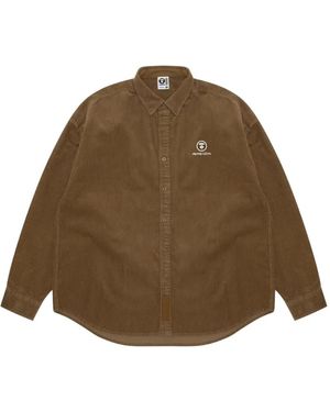 Aape By A Bathing Ape Moonface Logo Corduroy Shirt - Brown