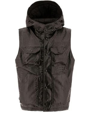 Engineered Garments Top Met Capuchon En Krokodillen-Reliëf - Zwart