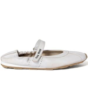 Miu Miu Leather Ballet Flats - White
