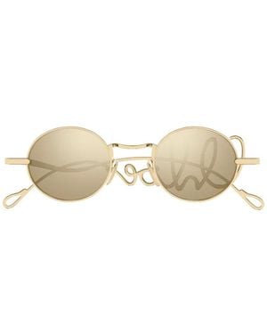 Chloé Logo-Arm Round-Frame Sunglasses - Natural