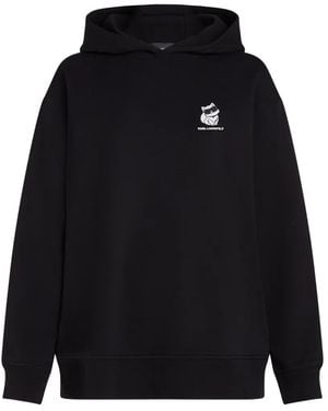 KARL LAGERFELD Ikon Choupette Oversized Hoodie - Black