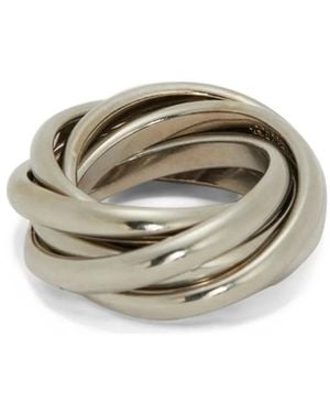 Jil Sander Multilayer Engraved-Logo Ring - Metallic