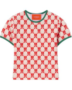 La DoubleJ Monogram Ringer T-Shirt - Red