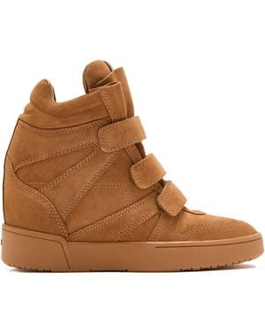 SCHUTZ SHOES 95 Suede Wedge Trainers - Brown