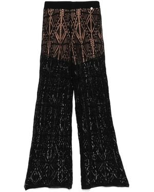 Liu Jo Cotton Semi-Perforated Trousers - Black