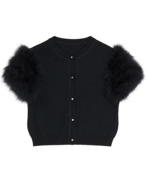 Valentino Garavani Feather Wool Knit Cardigan - Black