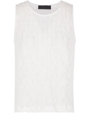 Maria Calderara Seersucker-Effect Sleeveless Top - White