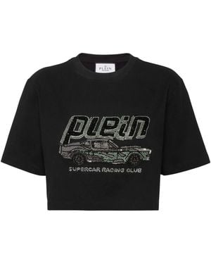 Philipp Plein Car クロップド Tシャツ - ブラック
