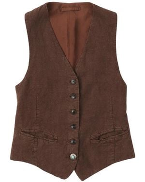 Fortela Debby Button Single-Breasted Vest - Brown