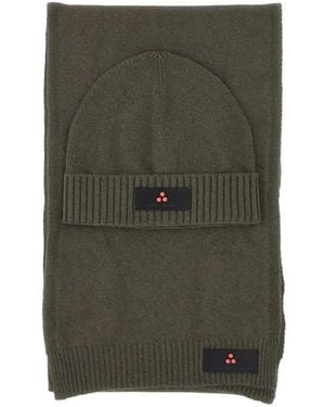 Peuterey Logo-patch Beanie Scarf Set - グリーン