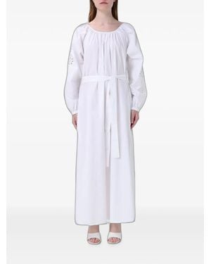 MEIMEIJ Broderie-Anglaise Belted Maxi Dress - White