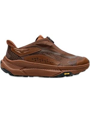 Hoka One One Project Transport Zip-Detail Trainers - Brown