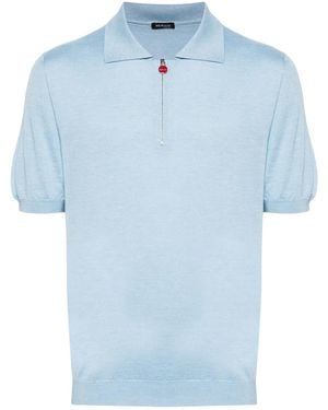 Kiton Meliertes Poloshirt Aus Feinstrick - Blau