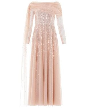 Needle & Thread Moonlight Sequin-Embellished Draped Gown - Pink