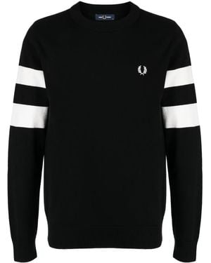 Fred Perry Ringer-Embroidered Cotton Sweatshirt - Black